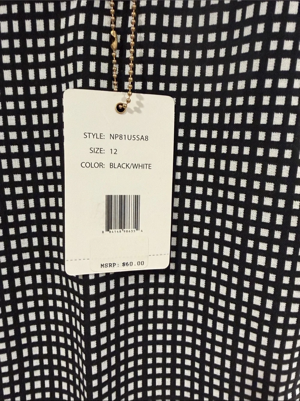 Men's Black & White Check Slim Dress Pants